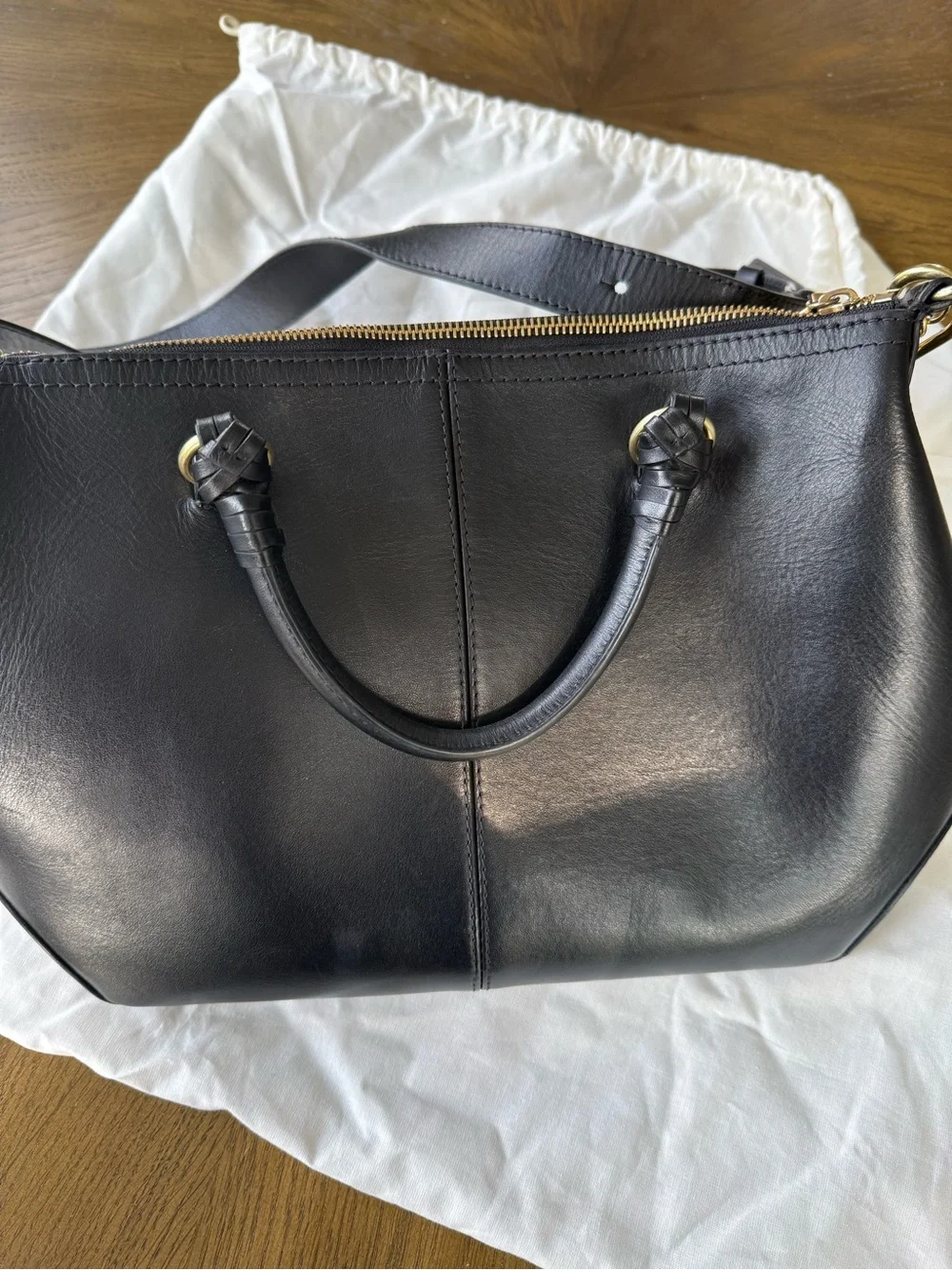 See By Chloe Black Leather & Suede Tote with Gold Hardware